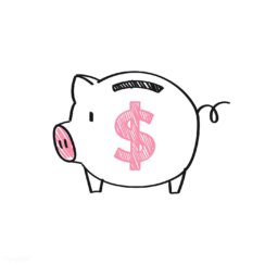 Drawing of piggy bank with dollar sign