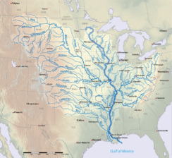 Photo of Mississippi River on map of the United States